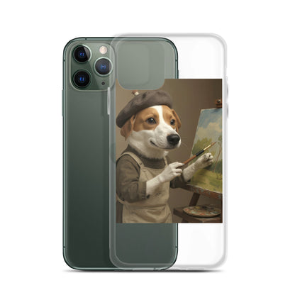 Clear custom pet portrait case beside iPhone 11 Pro