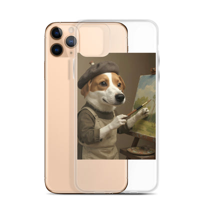 Clear custom pet portrait case beside iPhone 11 Pro Max