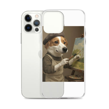 Clear custom pet portrait case beside iPhone 12 Pro Max