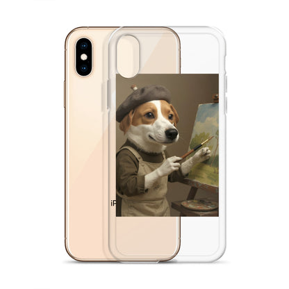 Clear custom pet portrait case beside iPhone X/XS