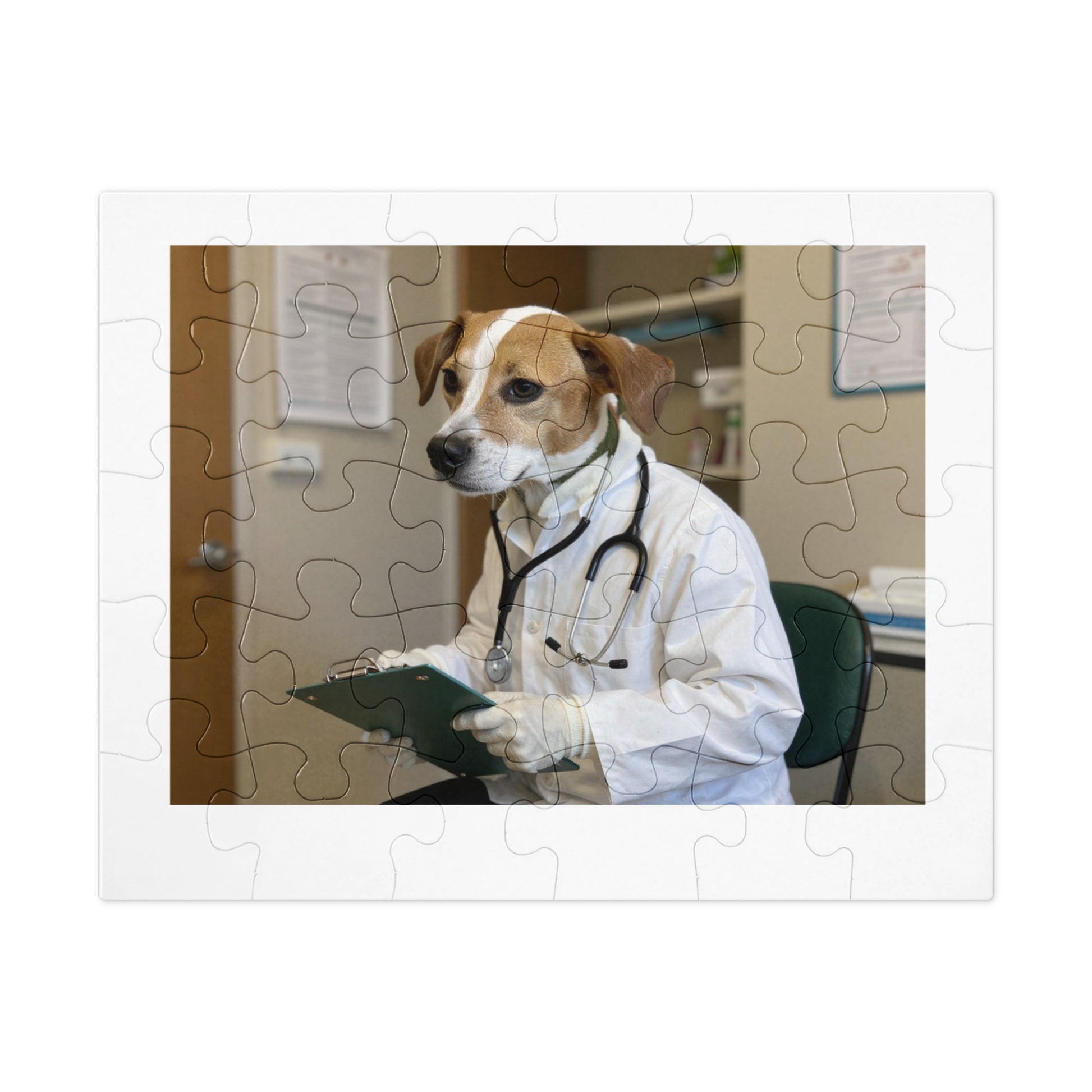 Custom pet photo jigsaw puzzle with keepsake tin, 30 pieces, front view
