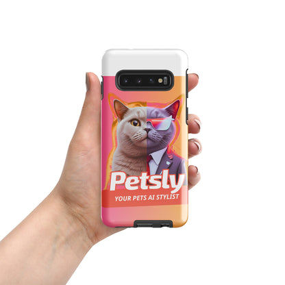 Tough custom pet portrait case for Samsung Galaxy S10, glossy, front view