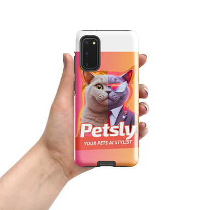 Tough custom pet portrait case for Samsung Galaxy S20, glossy, front view