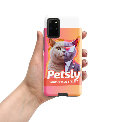 Tough custom pet portrait case for Samsung Galaxy S20+, glossy, front view