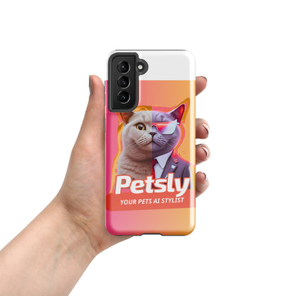 Tough custom pet portrait case for Samsung Galaxy S21, glossy, front view