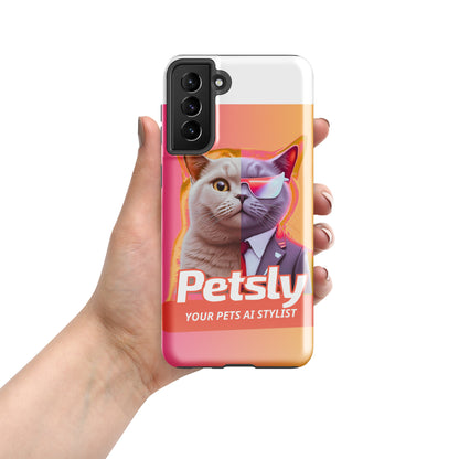 Tough custom pet portrait case for Samsung Galaxy S21+, glossy, front view