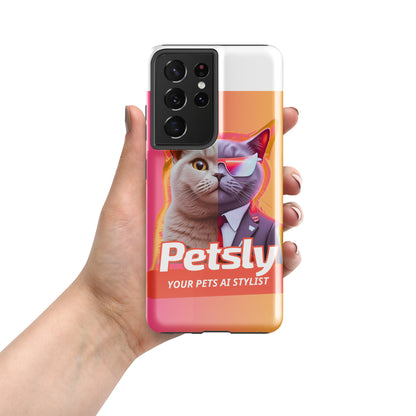 Tough custom pet portrait case for Samsung Galaxy S21 Ultra, glossy, front view