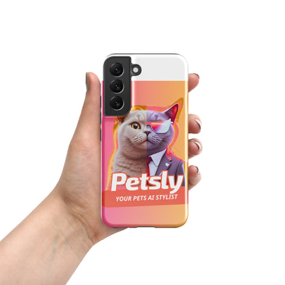 Tough custom pet portrait case for Samsung Galaxy S22, glossy, front view