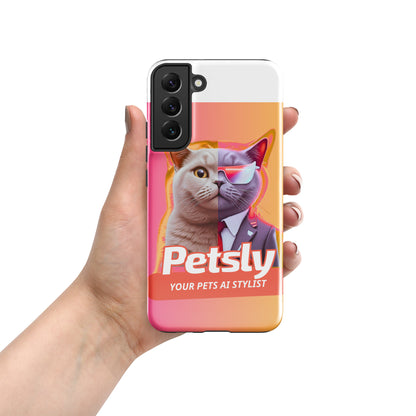 Tough custom pet portrait case for Samsung Galaxy S22+, glossy, front view