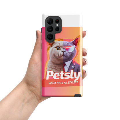 Tough custom pet portrait case for Samsung Galaxy S22 Ultra, glossy, front view