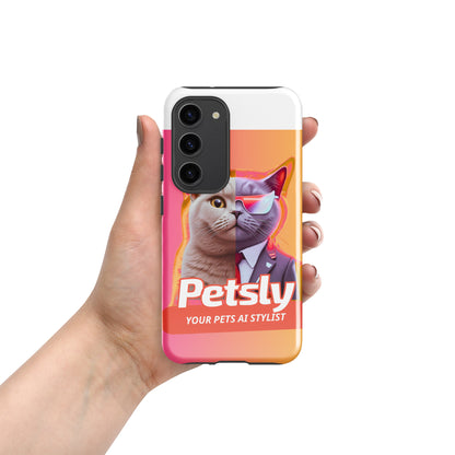 Tough custom pet portrait case for Samsung Galaxy S23, glossy, front view