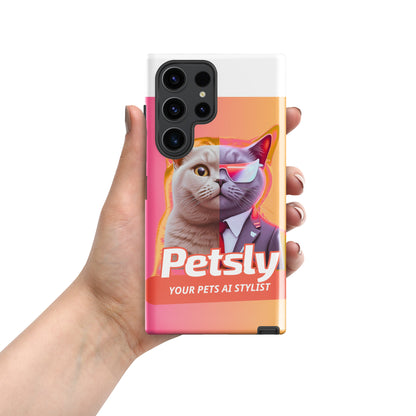 Tough custom pet portrait case for Samsung Galaxy S23 Ultra, glossy, front view