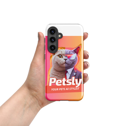 Tough custom pet portrait case for Samsung Galaxy S24, glossy, front view