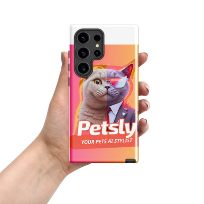 Tough custom pet portrait case for Samsung Galaxy S24 Ultra, glossy, front view