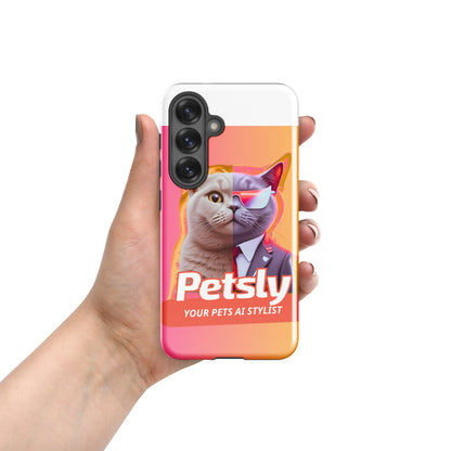 Tough custom pet portrait case for Samsung Galaxy S25, glossy, front view